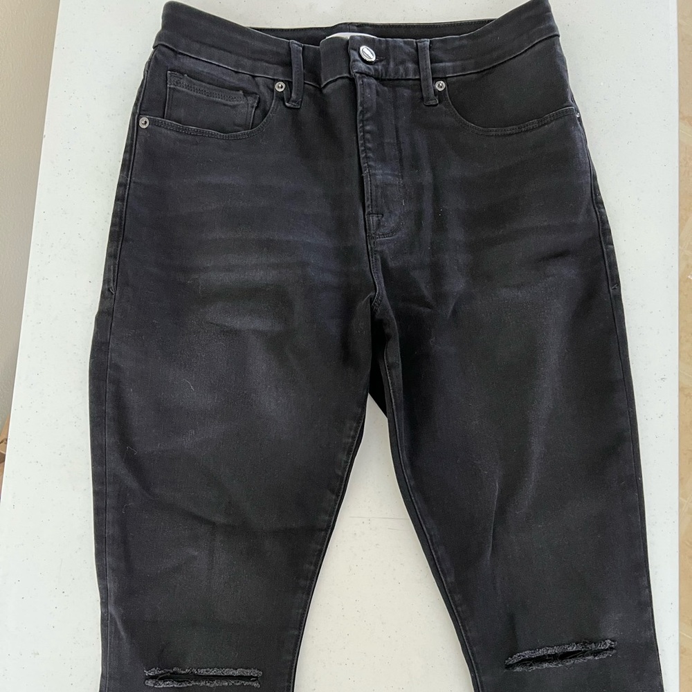 Good American Good Legs Black Ripped Jeans